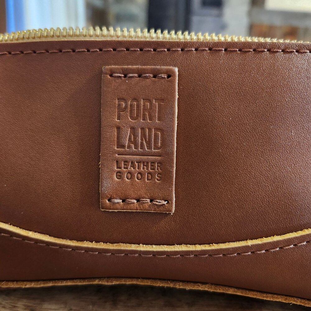 Portland Leather Artisan Bag Zippered Pouch Honey Brown Smooth Brass Zip - Picture 2 of 7